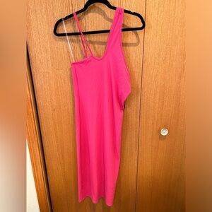 NWT Caution To The Wind Hot Pink Ribbed Unique Straps Women’s Medium Dress